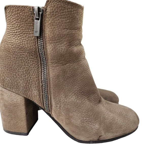 Lucky Brand Boots 6 Booties Shaynah Taupe Brown Suede Zip Block Heel Ankle - Picture 6 of 11